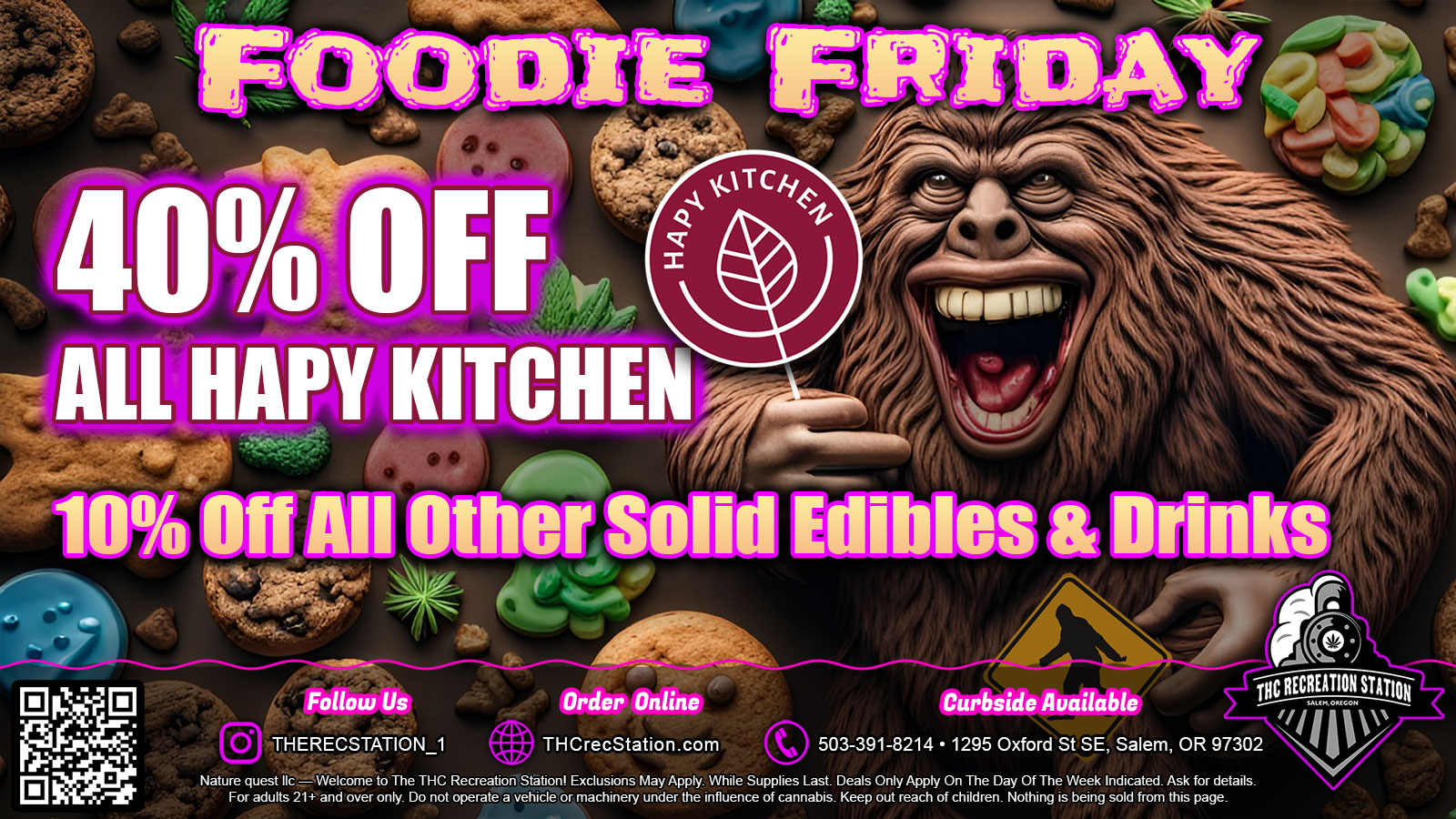 Foodie Fridays Sale - Hapy Kitchen’s Foodie Friday saves you 40% Off All Hapy Kitchen's Award Winning Products! Plus there's 10% Off all other brands of solid edibles storewide, as well as Magic, Keep and WYLD CBD Drinks!